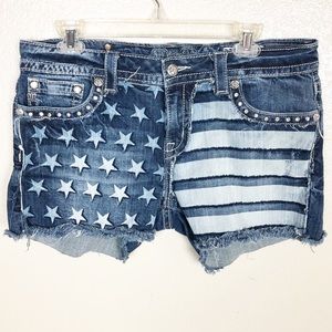 Miss Me Plus Size American Flag Distressed Shorts